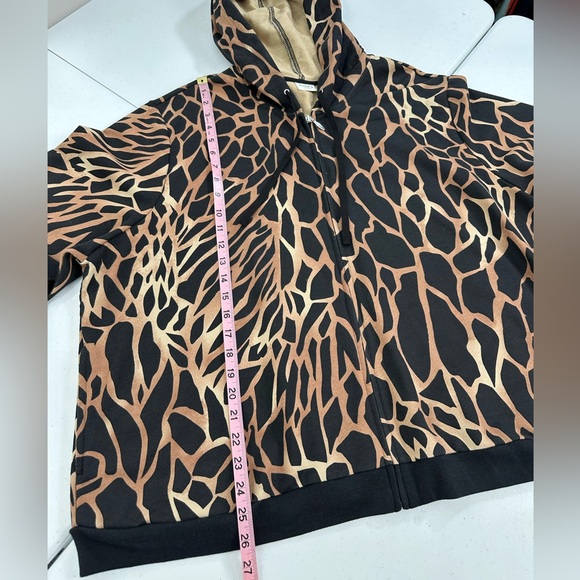Cato Brown Black Animal Print Zip Up Hoodie Jacket Y2K Jungle Safari 26/28W - Picture 5 of 9